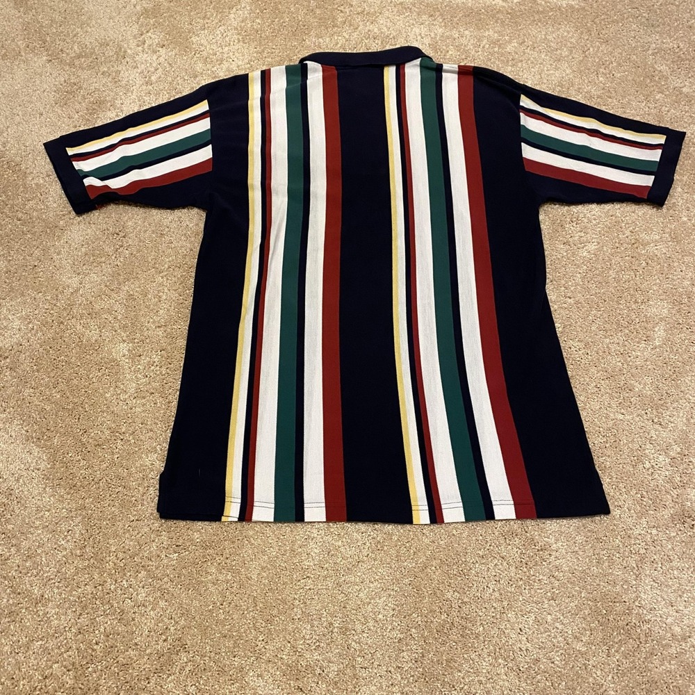 Vintage Knights of Round Table Polo Shirt Mens XL Multicolor Stripe Crest 90s - Picture 8 of 9
